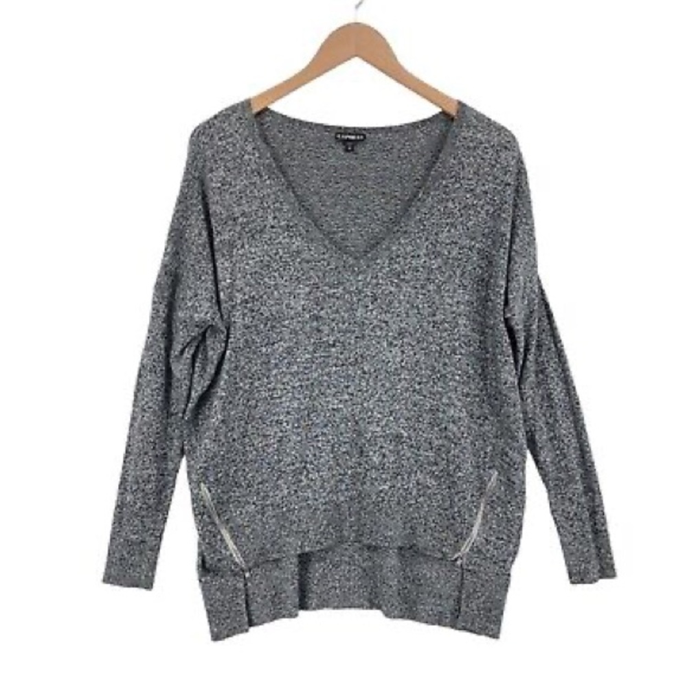 Express Gray Sweater with Zippers